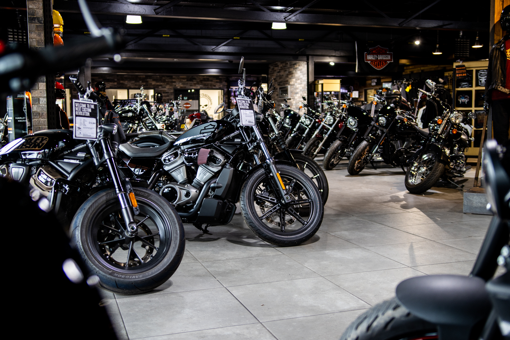Harley-Davidson showroom side profile
